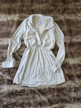 Princess Poly 8 Linen Mini Dress  Minimalist Cottagecore Neutral Boho Soft Girl
